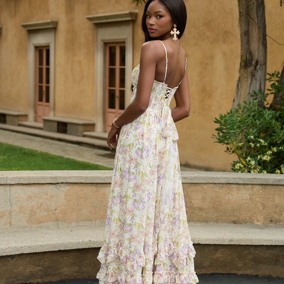 V. Chapman The Carmen Corset Gown Maxi Dress in Cordoba Print Sz 4 - Picture 3 of 6